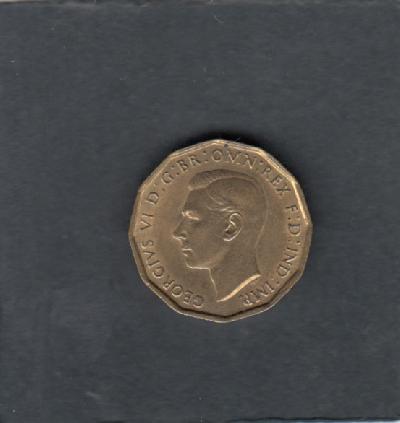 Beschrijving: 3 Pence  GEORGIUS VI